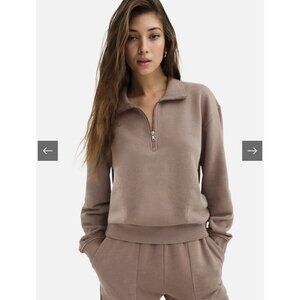 Mate The Label Organic Fleece Half Zip Sweatshirt Mushroom X-Large NWT